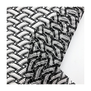 Vendite calde in <span class=keywords><strong>bianco</strong></span> e nero trasversale con foro netto 100% elasticizzato in poliestere tinto in filo jacquard tessuto a maglia per abbigliamento - Product Image 6