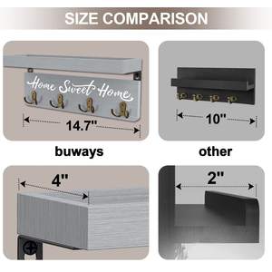 Portachiavi a parete e porta posta portachiavi in legno con 4 ganci a doppia chiave decorazioni per la casa rustiche per l'ingresso - Product Image 6