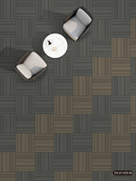 Dalles de moquette modulaires robustes 66x66 avec support PVC, ignifuges, modernes, lavables, teintes en masse, antistatiques, pour sols commerciaux de luxe