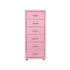 Meuble de rangement mobile vertical en métal coloré avec 6 tiroirs en acier, petit classeur moderne sous bureau - Product Image 1