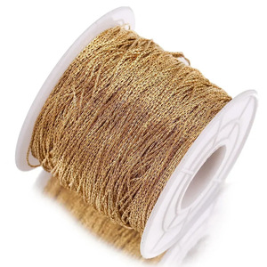 Cadena de Eslabones Rectangulares Martillados, Chapada en Oro de 18K PVD, Acero Inoxidable |   Estilo delicado, se vende por metro para collar o pulsera - Product Image 1