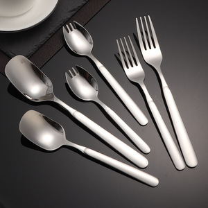 Cuillère à dessert en acier inoxydable 316, fourchette à long manche, fourchette à salade, cuillère domestique, cuillère à tête carrée, vaisselle d'hôtel - Product Image 2