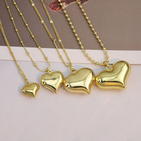 NM1301 Petit Moyen Moyen Taille Grand 18k Plaqué Or 3D Puffy Puffed Puff Love Heart Chaîne Collier