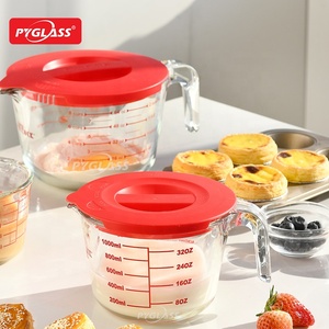 Ensemble de tasses à mesurer en <span class=keywords><strong>verre</strong></span> Pyglass avec couvercles, pichets à mesurer avec poignée, tasses à mesurer pour liquide de nidification pour la cuisine - Product Image 5
