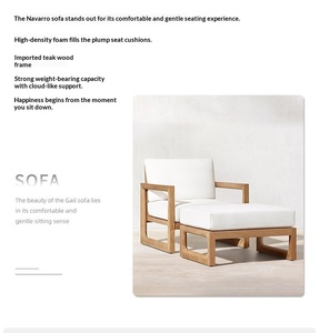 ชุดเฟอร์นิเจอร์ไม้สักกลางแจ้งแบบสั่งทำระดับไฮเอนด์ ดีไซน์ยุโรปเหนือ พร้อมเบาะกันน้ำและกันแดด สำหรับลานบ้าน ระเบียง และสวน - Product Image 4