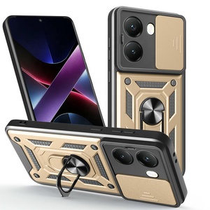 Funda de teléfono móvil con ventana corredera para <span class=keywords><strong>Xiaomi</strong></span> <span class=keywords><strong>Poco</strong></span> X7 <span class=keywords><strong>Pro</strong></span> 5G soporte de anillo Kickstand protección de lente de cámara cubiertas traseras - Product Image 4
