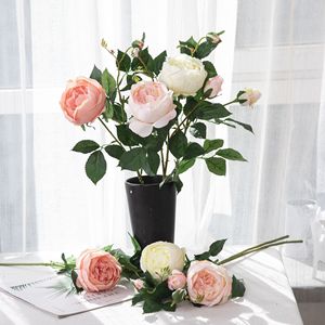 ช่อดอกกุหลาบประดิษฐ์ CallaFloral สีขาวนม ผ้าทอแบบกันน้ำ สำหรับตกแต่งงานแต่งงาน - Product Image 1