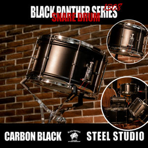 Tambourin Beatello Professional Black Panther Series 13x8 pouces en acier au carbone profond, modèle 1308 avec peaux en PVC |   Studio Live <span class=keywords><strong>Rock</strong></span> - Product Image 4