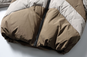 Veste d'hiver pour homme, style américain tendance rétro, col montant, patchwork, couleurs contrastées - Product Image 2