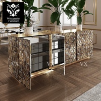 Buffet moderne de luxe en acier inoxydable Buffet double face triangulaire trois portes pour la maison et le salon