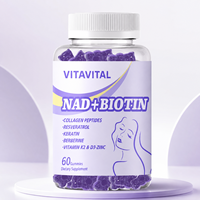 Gomitas de NAD+ y Biotina con Péptidos de Colágeno, Resveratrol y Queratina para Apoyo de Belleza y Energía, Suplemento OEM de Marca Privada