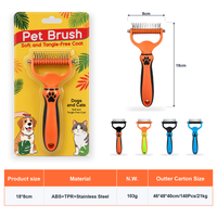 Râteau de toilettage professionnel pour animaux de compagnie, double face, pour démêler et éliminer les poils morts, brosse pour animaux de compagnie, pour poils lâches sous le pelage, pour chats et chiens