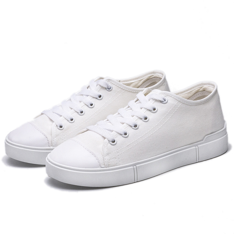 Белые легкие холщовые классические кроссовки унисекс в стиле ретро