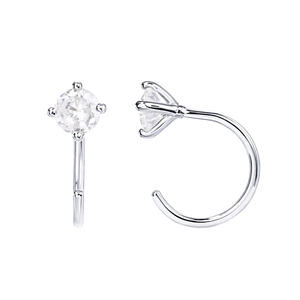 Aros en Forma de C CANNER, Aros con Circonitas, Aros Perforados, Joyería de Plata S925 para Mujeres y Niñas - Product Image 3