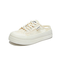 2025 été Ins à la mode Style coréen demi-soutien blanc femmes chaussures de skate décontractées nouveau Internet populaire Style de marche dans la rue