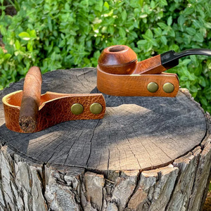 Porte-pipe en cuir véritable de qualité supérieure Porte-cigare vintage Porte-cigarette de luxe minimaliste pour la détente en camping - Product Image 1