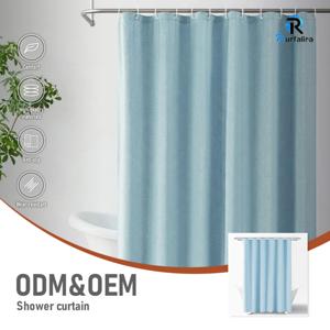 <span class=keywords><strong>Rideau</strong></span> <span class=keywords><strong>de</strong></span> <span class=keywords><strong>douche</strong></span> bleu clair en faux lin 160 GSM en polyester cationique, résistant et hydrofuge pour une décoration <span class=keywords><strong>de</strong></span> salle <span class=keywords><strong>de</strong></span> bain minimaliste - Product Image 1