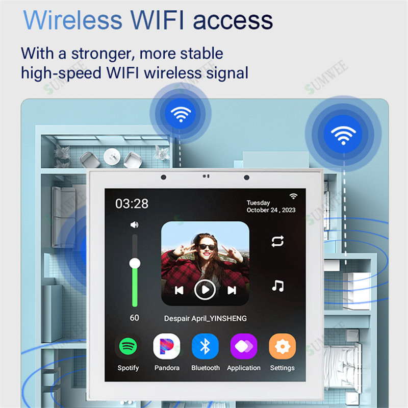 Touch Screen Smart Home Audio System Two-way Bleutooths Wall Amplifiers Ceiling Speakers Control Panel Tuya Android Music Player · image 2