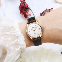 Montre-bracelet de luxe pour femmes, multicolore, ultra fine, résistante à l'eau, avec aiguilles, cristal saphir, mouvement mécanique, acier inoxydable et cuir