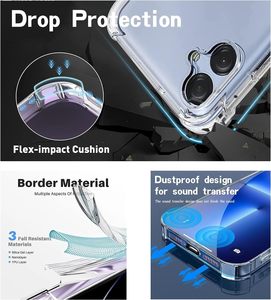 Para <span class=keywords><strong>Samsung</strong></span> <span class=keywords><strong>Galaxy</strong></span> A06 A16 S24 FE A54 <span class=keywords><strong>55</strong></span> Clear Soft TPU Absorción de golpes Flexible Gasbag Bumper Funda protectora para teléfono <span class=keywords><strong>a</strong></span> prueba de golpes - Product Image 6