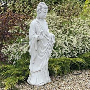 大理石の石像大きなサイズのデザイナー、タイシンガポール屋外ガーデン大きな立ち笑い仏 - Product Image 4