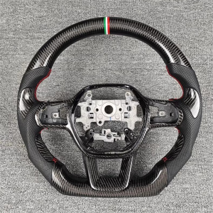 Volante deportivo de alta calidad para <span class=keywords><strong>Honda</strong></span> 11 Gen <span class=keywords><strong>Civic</strong></span> HRV tipo D, venta directa de fábrica, fibra de carbono con costura roja - Product Image 1