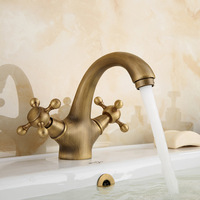 Robinet de lavabo monocommande en laiton antique, mitigeur chaud/froid avec cartouche en céramique pour lavabo de salle de bain et projets de meubles-lavabos
