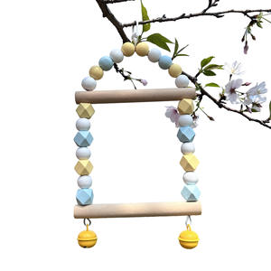 มาการองไม้แข็งสองเสาแกว่งได้สำหรับสัตว์เลี้ยงที่ชอบสำหรับนกหงส์หยกและนกคอกเทล - Product Image 1