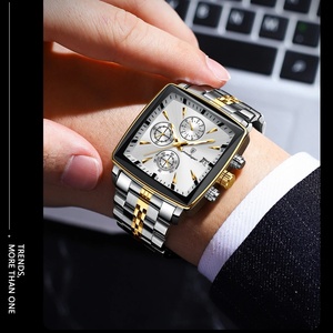Montre pour homme d'affaires, étanche, lumineuse, avec calendrier, chronographe, carrée, en acier inoxydable, quartz, montres pour homme, Reloj - Product Image 3