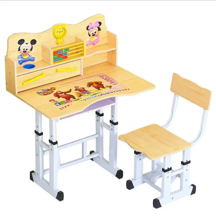 Barato precio de fábrica niños mesa de estudio y silla de dibujos animados Silla de mesa de juegos