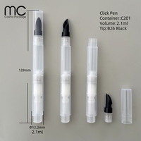 C201+B26 Stylo cosmétique vide en plastique de 2 ml pour sérum de croissance capillaire et massage du cuir chevelu, avec pointe en silicone et système de pression par clic
