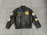 Veste universitaire en cuir PU pour homme, personnalisable OEM ODM, col rabattu, broderie de patchs, style vintage streetwear, logo de baseball Letterman