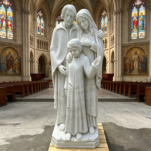 Grande statue en marbre de la Sainte Famille, Joseph, Marie et l'Enfant Jésus, statue catholique, décoration religieuse pour jardin extérieur - Product Image 1