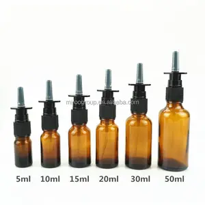 5ml 10ml 15ml 20ml 30ml 1oz 50ml Empty Amber Glass Vials Medical Glass Nasal Spray Bottle With Black Mist Nasal Sprayer Pump Cap