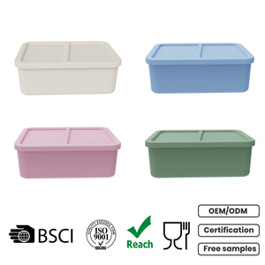 Bento <b>Box</b> Food <b>Storage</b> Container 501-800ML Airtight Rectangular Eco-Friendly Kitchen Lunch <b>Box</b> Solid Color Set - Product Image 4