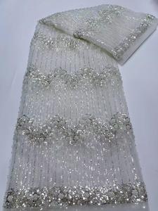 Nouveau Tissu en Dentelle à Paillettes Colorées et Brodé, Tissu en Dentelle Transparente pour Robe de Mariée <span class=keywords><strong>Femme</strong></span> - Product Image 4
