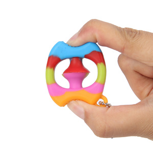 New Design <b>Mini</b> Rainbow <b>Hand</b> Finger Snap Key Chain <b>Hand</b> Grip Snap Sensory Fidget Toys - Product Image 6