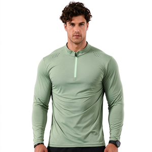 T-shirt de sport personnalisé pour homme, à manches longues, avec fermeture éclair 1/4, imprimé, élastique, respirant et à séchage rapide - Product Image 6