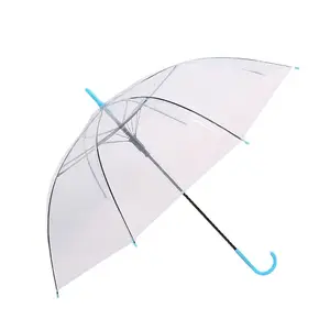 DD761 Factory Customized Logo Clear Umbrellas Kids Parasol Colorful Transparent PVC Umbrella With Printing For Promotion