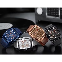 Jam Tangan Pria MINI FOCUS Mewah Desain Hollow Quartz Arloji Pria Bisnis Tahan Air Tali Mesh MF0322G