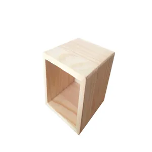 Unfinished Wooden Cube Box Hexagon/Square Pine Wooden Pen Holder Custom Pencil Cup Pot Makeup Brushes/Desk Organiser Container