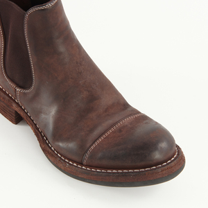 Bottes <span class=keywords><strong>Chelsea</strong></span> montantes pour hommes en cuir de cheval véritable, style vintage fait main, à bout rond, avec logo brodé, chaussures courtes d'hiver à enfiler - Product Image 5