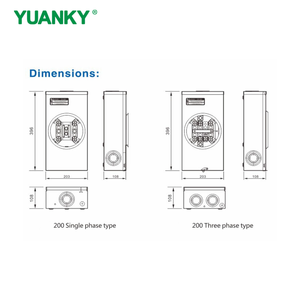 Boîtier de commutation pour compteur monophasé YUANKY 200A 600VAC <span class=keywords><strong>série</strong></span> 200S NEMA 3R gris Cu-Al - Product Image 5