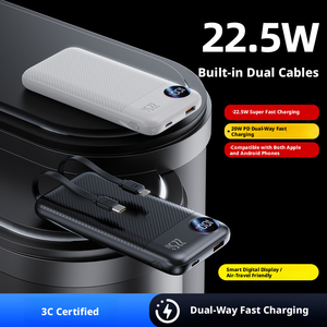สินค้าขายส่งยอดนิยมปี 2026 พาวเวอร์แบงค์บางเฉียบ ความจุ 20000mAh สายในตัว 2 เส้น รองรับ PD 22.5W ชาร์จเร็ว พกพาสะดว<span class=keywords><strong>ก</strong></span> สำหรับใช้งาน<span class=keywords><strong>ก</strong></span>ลางแจ้ง - Product Image 4