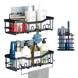 China Black <strong>Kitchen</strong> and Bathroom Hardware Accessories Set Organizer Wall Mount 2024 Bathroom Shelf <strong>Shower</strong> Caddy Corner Storage - Product Image 3