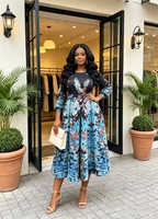 Robe midi pour femme, à manches longues, imprimé floral, coupe évasée, jupe ondulante, élégante, mode décontractée