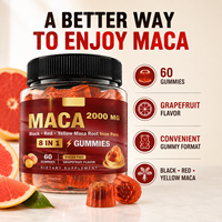 Gummies de Maca Marque Blanche OEM 2000mg 60 Gummies Racine de Maca Noire Rouge Jaune du Pérou Soutien Énergétique Sans Sucre