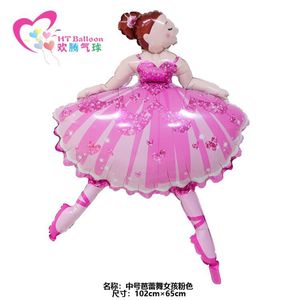 HT Balloon Ballet Girl Foil Balloon 102cmx65cm Pink Purple Cartoon <b>Birthday</b> Party <b>Decoration</b> - Product Image 3