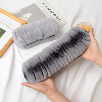 Bandeau en fourrure de lapin - Cache-cou en tricot d'hiver en vraie fourrure, écharpe courte respirante pour filles