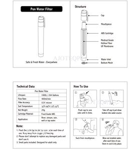 Ajoteq penyaring air Mini, pemurni air pribadi bertahan hidup luar ruangan, bentuk pena, penyaring air sedotan untuk perjalanan & Berkemah, penggunaan darurat - Product Image 6